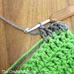 the crochet stitch is being worked on