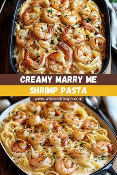 creamy mary me shrimp pasta in a pan