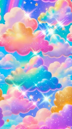 colorful clouds and stars are in the sky