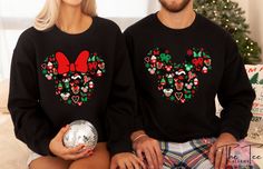 Disneyland Christmas Sweatshirt, Disneyworld Christmas Hoodie, Xmas Family Sweatshirt, Christmas Gift, Mickey and Minnie, Holiday Gift Looking for a comfortable and stylish piece of clothing? Look no further! Our soft-style cotton polyester blend is  perfect for all-day wear. We pride ourselves on finding the best quality materials to ensure our customers are satisfied with their purchases. Not only do we offer a variety of colors and styles, but we also strive to provide exceptional customer service.  If you have a specific color or style in mind, please don't hesitate to contact us, and we'll do our best to accommodate your request. Please make sure to check the size and color charts before placing your order. We want to ensure that you receive the perfect fit and color for your preferen Disney Crew Neck Hoodie For Winter, Disney Holiday Tops For Winter, Disney Style Holiday Tops For Winter, Stitch Sweatshirt, Disneyland Christmas, Very Merry Christmas Party, Christmas Gifts For Couples, Mickey Christmas, Disney Hoodies