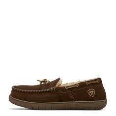 An everyday staple for days at home or quick trips outside, this leather slipper lets you bring comfort wherever you go. Moccasin Slipper | Product Features : 0 : Superior foam cushioning underfoot, 1 : Indoor/outdoor EVA sole for quick trips outside | Men's Moccasin Slipper Casual Shoes in Brown Leather, Size: 7 D / Medium by Ariat Brown Outdoor Slippers With Cushioned Footbed, Outdoor Brown Slippers With Cushioned Footbed, Brown Cushioned Outdoor Slippers, Outdoor Brown Slippers With Leather Footbed, Casual Brown Outdoor Slippers, Casual Suede Outdoor Slippers, Casual Outdoor Suede Slippers, Outdoor Leather Footbed Slippers With Round Toe, Outdoor Slippers With Leather Footbed And Round Toe