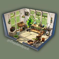 an open house with lots of potted plants