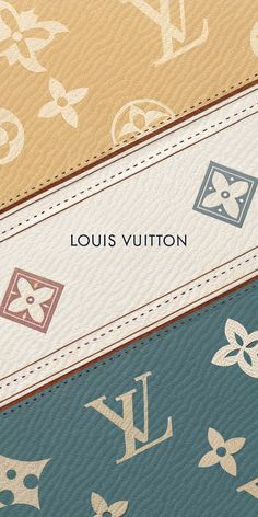 the louis vuitton logo is shown in three different colors and patterns on fabric