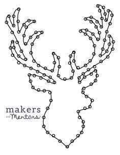 a black and white drawing of a deer's head made out of beads with the words makers on it