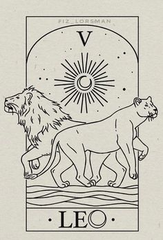 two lions standing next to each other in front of a sun and the word leo