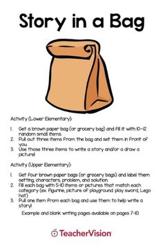 the story in a bag activity sheet