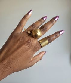 This is a fly statement ring for sure!  Large handmade circle brass ring.  Adjustable to fit desired finger.  (Great for size 7 & up). 💫Created by hand so the craftsmanship and uniqueness is present 💫 This is ONLY for the large circle ring. Other rings are available for purchase as well. Luxury Fusion Style Brass Jewelry, Luxury Brass Rings With Gemstone, Luxury Spiritual Brass Jewelry, Luxury Wide Band Brass Rings, Luxury Heavy Brass Jewelry, Large Boho Rings, Luxury Spiritual Ceremonial Rings, Jewellery Large Rings, Luxury Symbolic Brass Rings