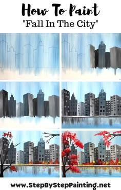 how to paint fall in the city with step by step painting instructions for beginners