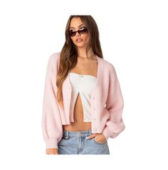 in stock Cropped Knit Sweater, School Fits, Knit Crop, Cropped Cardigan, Fitness Inspo, Chunky Knit, Knit Sweater, Light Pink, Knitted Sweaters