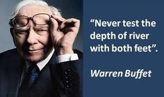 an older man wearing glasses and a suit with a quote from warren buffet on it