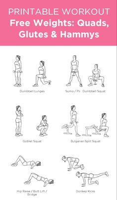 the printable workout guide for beginners to do squats and hammys