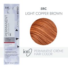 ion Color Brilliance Permanent Creme Hair Color utilizes pure ionic micro pigments for deeper, more intense color. Ion 5RC Light Copper Brown Permanent Creme Hair Color | Brunette | 2.05 oz. | Sally Beauty Copper Brown Hair Dye, Light Copper Brown, Ion Hair Colors, Copper Brown Hair Color, Copper Brown Hair, Ion Color Brilliance, Red Hair Looks, Best Hair Dye, Brown Hair Dye