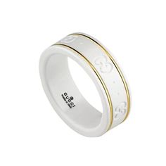 Gucci Jewellery, Gucci Jewelry, Jewellery Marketing, Gold Models, Icon Collection, White Band, Platinum Ring, White Ring, Black Enamel