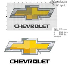 the chevrolet logo is shown in two different colors and sizes, with one being yellow