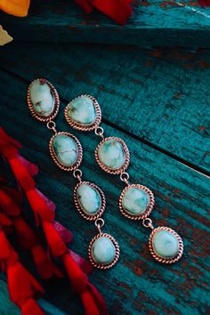 "Beautiful turquoise dangle post earrings. They are signed \"Linkin\" by the artist. The pair weighs 23.3 grams and measure 3 3/4\" long." Western Bride Turquoise Jewelry, Turquoise Bridal Jewelry, Southern Earrings, Turquoise Earrings Wedding, Turquoise Bride, Turquoise Wedding Jewelry, Long Turquoise Earrings, 2023 Clothes, Turquoise Bridesmaid