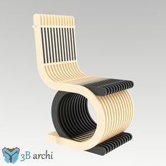 the chair is made out of wood and has black stripes on its back end, while it