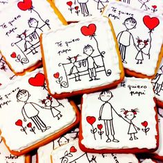 decorated cookies with family drawings on them