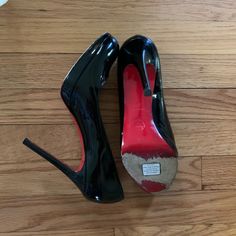 Women’s Size 8 Red Bottoms Worn (Clearly) Authenticity Sticker Still On The Bottom Of The Heel In Therealreal Bag Still! Purchased In April For $700 Red Bottoms, Louboutin Shoes, Christian Louboutin Shoes, Shoes Women Heels, Black Red, Christian Louboutin, Shoes Heels, Black And Red, Women Shoes