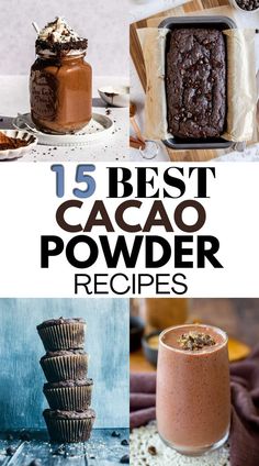 cacao shake, chocolate bread, chocolate muffins, cacao smoothie Coco Powder Recipes, Cocoa Powder Desserts, Cacao Butter Recipes, Cacao Powder Benefits, Cacao Benefits, Cacao Smoothie