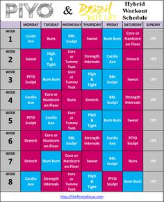 the piyo and bozil workout schedule