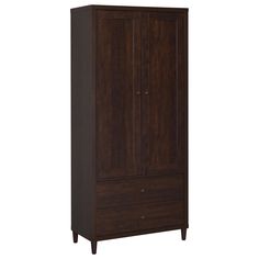 the armoire is made from wood and has two doors on one side, and three drawers