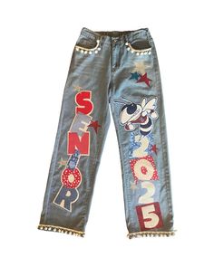 Customer Provides Jeans Senior Jeans, Spirit Jeans, Senior Jeans, School Spirit Jeans, Handpainted Jeans, Custom Painted Jeans,senior Denim - Etsy Painted Jeans Senior, School Spirit Jeans, Senior Denim, Spirit Jeans Ideas, Custom Painted Jeans, Handpainted Jeans, Senior Pants, Spirit Jeans, Senior Year Things