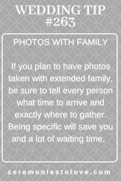 the wedding tip for guests to take photos with their family and friends on their wedding day