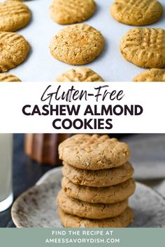 gluten - free cashew almond cookies stacked on top of each other