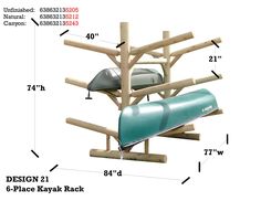 an image of a boat and canoe rack with measurements for each piece in the package