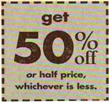 an advertisement for the 50 % off sale