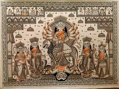 Navdurga Madhubani Painting, Painting Of Goddess, Lakshmi Goddess, Phad Painting, Ancient Indian Art, Goddess Saraswati, Ancient Drawings, Bengali Art, Contemporary Folk Art