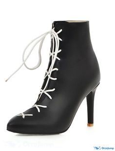 OrcaJump - Femmes Bottes à Lacets Stiletto Talon Pointu Sweet Daily PU Cuir Lace-up Automne Hiver Fall Heel, Cheap Ankle Boots, Fall Heels, Heels Short, Ankle Boots Women, Winter Ankle Boots, Boots Style, Super High Heels, Boots Fall