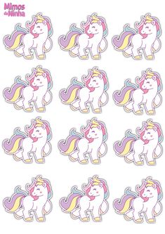 unicorn stickers with different colors and shapes