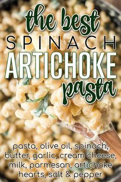 spinach artichoke pasta, spinach artichoke spaghetti, creamy pasta recipe, alfredo and spinach pasta, fast vegetarian recipes, no meat recipes, noodle recipes, pasta recipes, quick dinners Feta Artichoke, Spinach Artichoke Pasta, How To Make Spinach, Creamy Parmesan Sauce, Artichoke Pasta, Easy Pasta Dishes, Artichoke Recipes, Creamy Parmesan, Parmesan Sauce