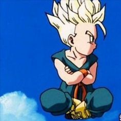 a cartoon character sitting on the ground with his arms crossed