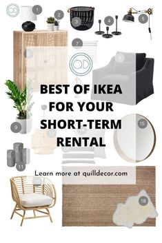 the best ikea for your short - term rental is featured in this postcard