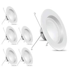 six different types of downlights are shown in this image, including one with four lights on