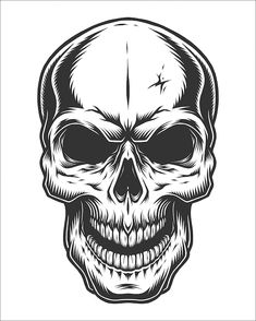 a black and white drawing of a human skull with eyes closed royalty - art illustration