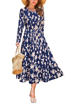 PRICES MAY VARY. Long Sleeve Dress for Women: S=US 4-6, M=US 8-10, L=US 12-14, XL=US 16-18. Casual loose style, please check the size chart carefully before purchasing! Designed with a soft and lightweight fabric, The womens midi dress ensures all-day comfort in spring, summer and fall Fall Maxi Dress Design: This casual dresses for women features a classic crewneck, empire waist, side pockets and the special tiered hemline make it look more pretty and cute. It's the great choice for early fall Women’s Winter Dresses, Petite Winter Dresses, Flowy Wedding Guest Dress, Midi Dress A Line, Casual Winter Dress, Older Women Dresses, Fall Cocktail Dress, Fall Cocktail, Flowy Dress Long