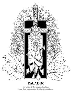 an ornate cross surrounded by leaves and flowers with the words palladin written below it