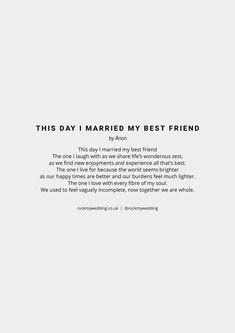 this day i married my best friend - poem printable wall art for home decor