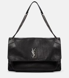 Niki Jumbo leather shoulder bag in black - Saint Laurent | Mytheresa Designer Shopping, Saint Laurent Bag, Color Names, Classic Black, Fashion Designer, Designing Women, Leather Shoulder Bag, Calf Skin, Fashion Bags