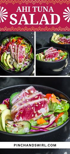 This ahi tuna salad is the best refreshing seafood dish! Light, healthy, and quick to make, perfect for any time of year. Ahi Tuna Salad Recipe, Seared Ahi Tuna, Ahi Tuna Steak, Raw Tuna, Seared Ahi