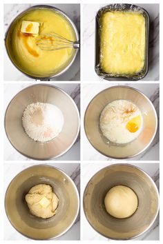 four pictures showing how to make an egg muffin