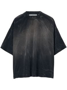 black/grey cotton jersey texture bleached effect faded effect crew neck drop shoulder short sleeves straight hem Faded Graphic Tee, Reflective T Shirt, Trendy Oversized T Shirts, Heavyweight T Shirt, Bleach Clothes Design, Asymmetrical Clothing, Distressed Clothing, Mens Grunge, Bleaching Clothes