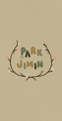 the park jamin logo with flowers and branches around it on a beige wallpaper background