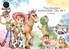 the toy story watercolor clip art is available for all ages and children to use