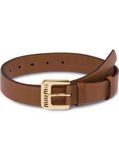 Oak brown leather cut-out logo leather belt from MIU MIU featuring punched holes, adjustable fit and cut out logo buckle. | Miu Miu Cut-Out Logo Leather Belt Waist Jewelry, Leather Bag Pattern, Belt Brown, Leather Cuts, Suede Belt, Brown Leather Belt, Brown Belt, Leather Belts, Phone Case Accessories