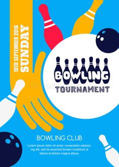 bowling tournament flyer template with hand and ball royalty illustration