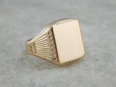 Stately Style Vintage Gold Signet Ring NNYX0L Rose Gold Rectangular Jewelry With Polished Finish, Rose Gold Rectangular Polished Jewelry, Classic 14k Rose Gold Jewelry In Pink Gold, Classic Pink Gold Rings For Formal Occasions, Rose Gold 14k Gold Jewelry With Decorative Band, Classic Pink Gold Rings As Gift, Classic Pink Gold Ring, Classic Rose Gold Signet Ring With Diamond Cut, Classic Rectangular Engraved 14k Gold Ring